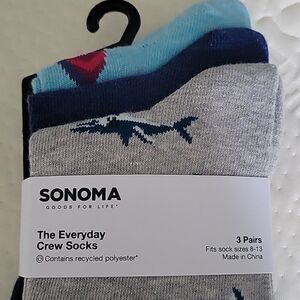 Sonoma The Everyday Crew Socks 3 Pairs, sizes 8-13